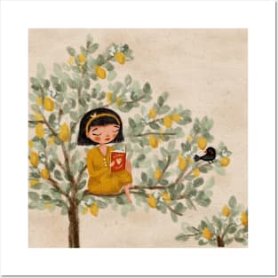 A Girl Reading on a Lemon Tree Posters and Art